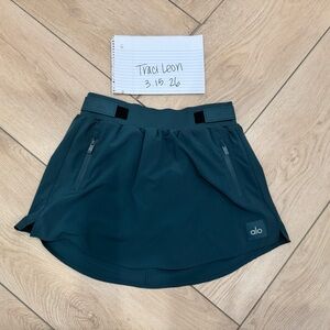 ALO Yoga Teal Green Mini Skirt with Cozy Fleece Interior
